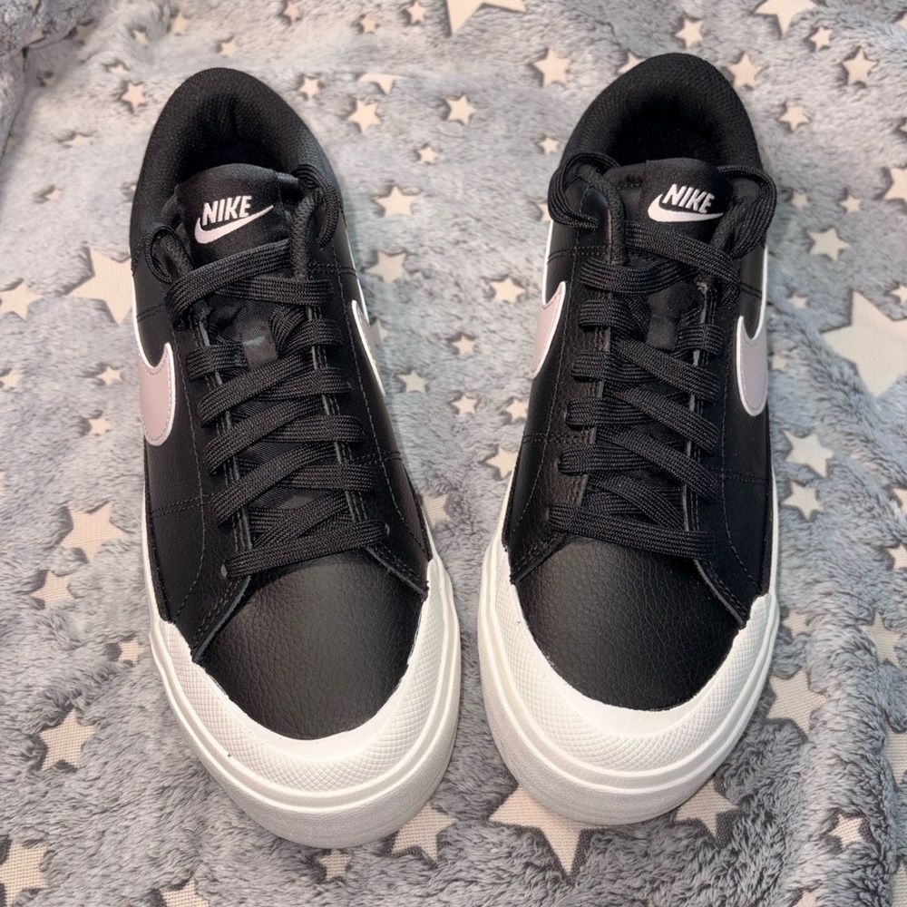 Nike Black and White Platform Sneakers